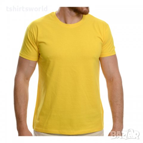 Нова мъжка изчистена тениска в жълт цвят