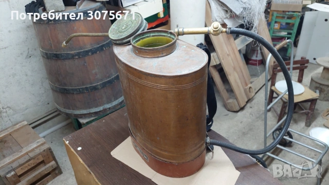 Стара медна лозарска пръскачка АРТО – Нова Загора (ретро), снимка 4 - Градинска техника - 54238110