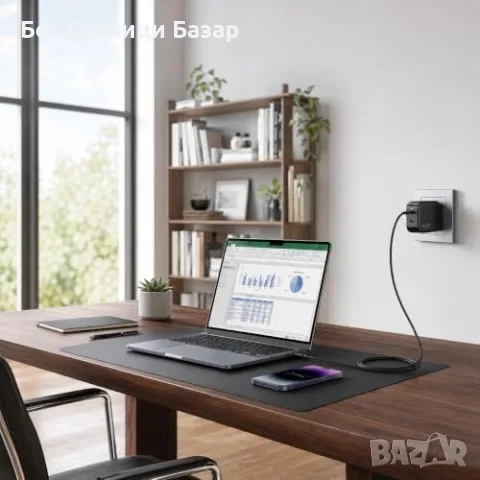 Нова Компактно HP лаптоп зарядно 65W GaN USB-C USB-A UK адаптер контакт, снимка 9 - Лаптоп аксесоари - 55942967