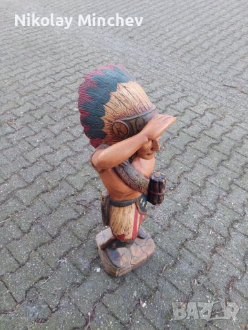 Дървена фигура на индианец , снимка 3 - Други ценни предмети - 39674810