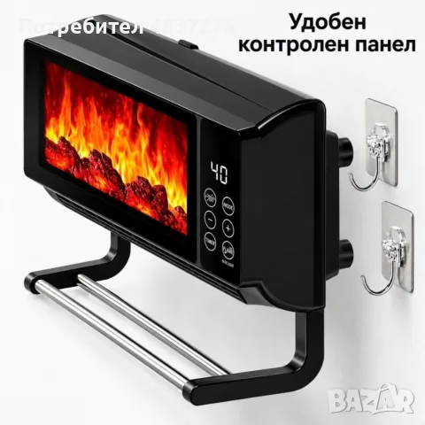 Стенен електрически отоплител 2000 W, снимка 3 - Отоплителни печки - 56329064