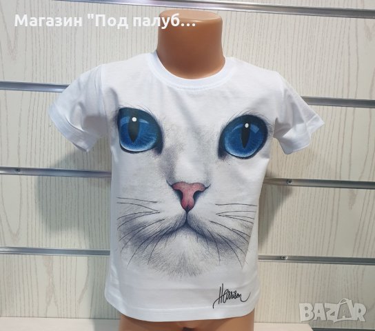 Нова детска тениска с 3D принт Котка със сини очи, снимка 1 - Детски тениски и потници - 29899013