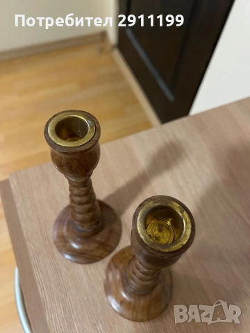Дървен свещник, комплект от два броя, снимка 3 - Други - 52108833