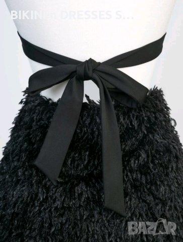 Елегантна черна рокля с пера пух, снимка 4 - Рокли - 42078563