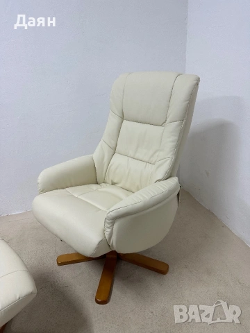 Кожено кресло с табуретка HOMCOM , снимка 3 - Дивани и мека мебел - 53354633