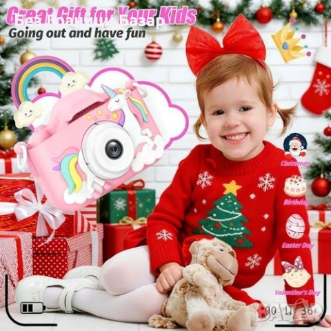 Нов Фотоапарат за деца 48MP 1080P с предна и задна камера IPS екран селфи калъф, снимка 6 - Други - 54100595