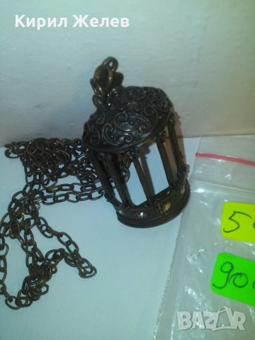 БРОНЗОВ МЕДАЛЬОН СТАТУЕТКА КАФЕЗ за ПТИЧКИ с КАМЪНИ и ВЕРИЖКА 32631, снимка 7 - Колиета, медальони, синджири - 29825557