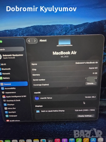 Лаптоп MacBook AIR, снимка 5 - Лаптопи за работа - 52856800