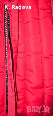 Зимно късо червено яке, снимка 7 - Якета - 52356166
