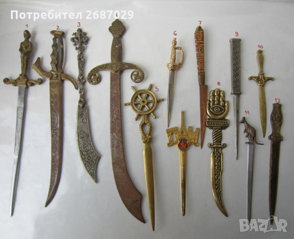 Стар нож за писма, ножове, месинг бронз, снимка 6 - Антикварни и старинни предмети - 30092526