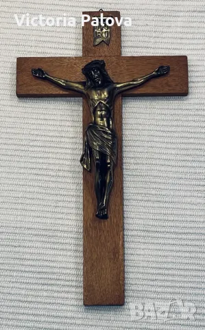 Дървен кръст с бронзова фигура Разпятие Христово , снимка 10 - Други ценни предмети - 49792853