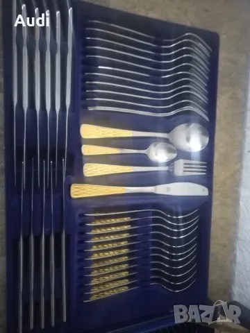 Комплект прибори за хранене 24 карата златно покритие 70 броя  Olympia 23/34  KARAT  HARTVERGOLDET К, снимка 8 - Прибори за хранене, готвене и сервиране - 49137874