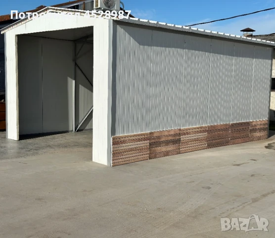 Гараж с ролетна врата, опция за монтаж на соларни панели и зарядна ст., снимка 1
