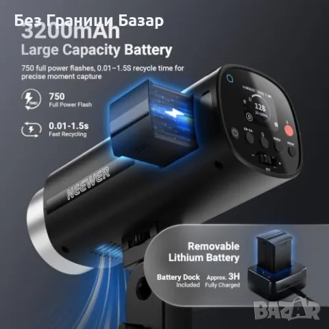 Нова NEEWER Q200 200Ws TTL HSS 1/8000s 2.4G Студийна Външна Светкавица фото снимки студио, снимка 7 - Светкавици, студийно осветление - 56210675