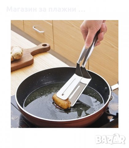 ДВОЙНА ШПАТУЛА ЗА СКАРА ШИРОКА ЩИПКА ЗА СЕРВИРАНЕ И ГОТВЕНЕ - код  3119, снимка 3 - Прибори за хранене, готвене и сервиране - 34130104