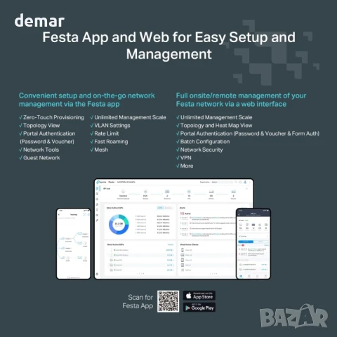 TP-Link Festa F52, AC1350 безжична точка за достъп MU-MIMO гигабитов монтаж за таван WiFi 5, РоЕ, снимка 8 - Друга електроника - 50442747