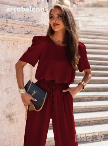 Дамски комплект от блуза и широки панталони от Mascia, 6цвята , снимка 17 - Комплекти - 51369496