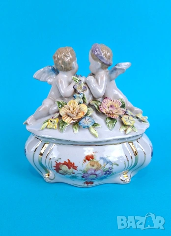 Порцеланова кутия / бижутерка с ангели, снимка 4 - Декорация за дома - 53916473