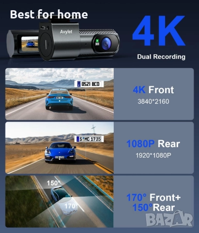 Avylet Видеорегистратор за автомобили отпред и отзад, снимка 3 - Други - 52638637