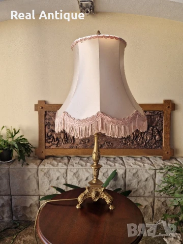 Превъзходна голяма антикварна бронзова настолна лампа 