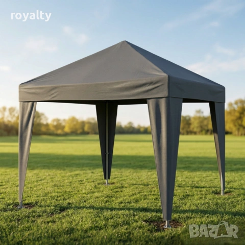 Сгъваема градинска шатра 3x3 м – Здрава метална конструкция, регулируема височина и защита от слънце, снимка 11 - Градински мебели, декорация  - 54125275