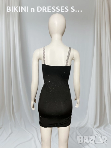 Черна рокля с блясък, снимка 2 - Рокли - 52392837