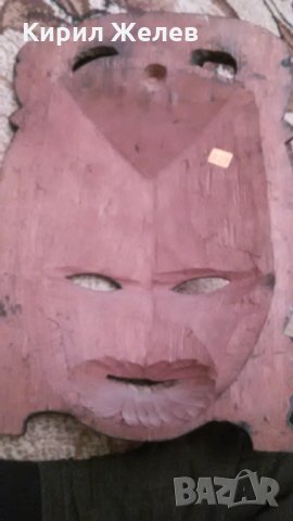 Стара дървена МАХАГОНОВА маска АФРИКА 20327, снимка 2 - Антикварни и старинни предмети - 32098664