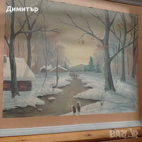 Живопис картина зимен пейзаж , снимка 2 - Картини - 56096934