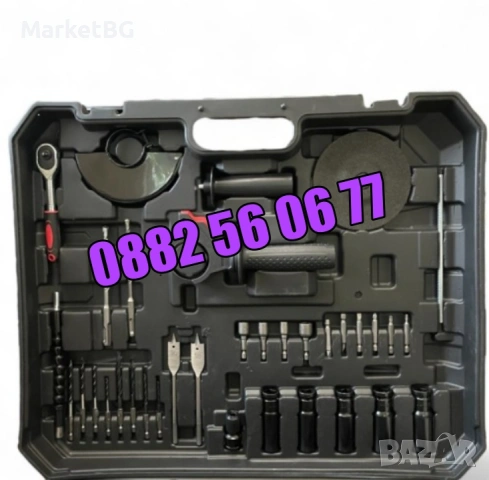 Комплект 5 в 1 перфоратор, винтоверт, гайковерт, ъглошлайф и LED лампа, снимка 9 - Други инструменти - 53274831