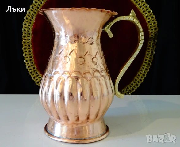 Медна кана,халба,кована чиста червена мед. 