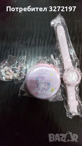 Комплект детски кварцов часовник Еднорог,силиконова каишка + гривна в метална кутия, снимка 9 - Детски - 44803876