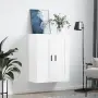 vidaXL Стенен шкаф бял 69,5x34x90 см инженерно дърво, снимка 3