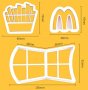 McDonald's Макдоналдс чипс пържени картофи в кутия сет пластмасови резци форми за тесто фондан , снимка 3