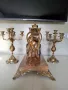 КАМИНЕН ЧАСОВНИК БРОНЗ И МРАМОР СЪС СВЕЩНИЦИ , снимка 11