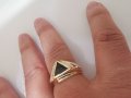 Златен мъжки пръстен с оникс и циркони , снимка 10