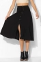 Black button-front midi skirt, снимка 5