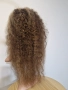 Естествена афро къдрава кафява перука с руси кичури с дантела 13х4, снимка 12