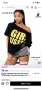 Дамска черна къса тениска Shein с надпис „GIRL KISSER“ в ярко жълто Y2K/streetwear, снимка 2