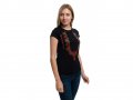 Нова дамска черна тениска с трансферен печат Шевица, Етно мотив, България, снимка 15