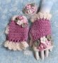 Ръчно плетени дамски ръкавици с мохер, розово, снимка 1 - Ръкавици - 30836147