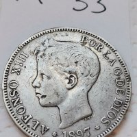 Сребърна монета М33 5 песети, снимка 2 - Нумизматика и бонистика - 37380217
