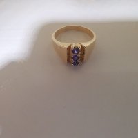 Златен пръстен с лилав аметист , снимка 5 - Пръстени - 30283686