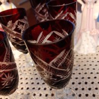 Червен кристал чаши за ракия, снимка 2 - Чаши - 40494914