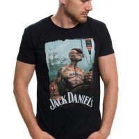 Нова мъжка тениска с дигитален печат Попай Моряка - Джак Даниелс , снимка 7 - Тениски - 28059804