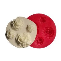 4 различни розички роза цвете силиконов молд форма фондан декор торта, снимка 1 - Форми - 37544773