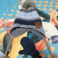 Зимна шапка,шал и ръкавички за бебе, снимка 4 - Бебешки шапки - 31101028