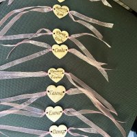 Лазерно гравирани сърчица -гривни и ключодържатели с имена, снимка 3 - Изработка на бижута и гривни - 42330244