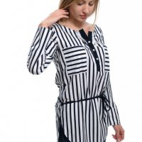 Нова дамска моряшка риза тип туника на тъмносиньо и бяло райе, снимка 4 - Ризи - 28296062