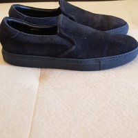MONCLER Black/ Dark Blue Suede Slip-On Sneakers, снимка 4 - Мокасини - 35051249