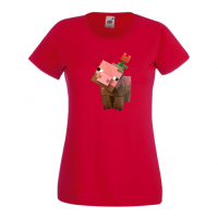 Дамска тениска Flower Pig майнкрафт Minecraft,Игра,Забавление,подарък,Изненада,Рожден Ден., снимка 6 - Тениски - 36520728